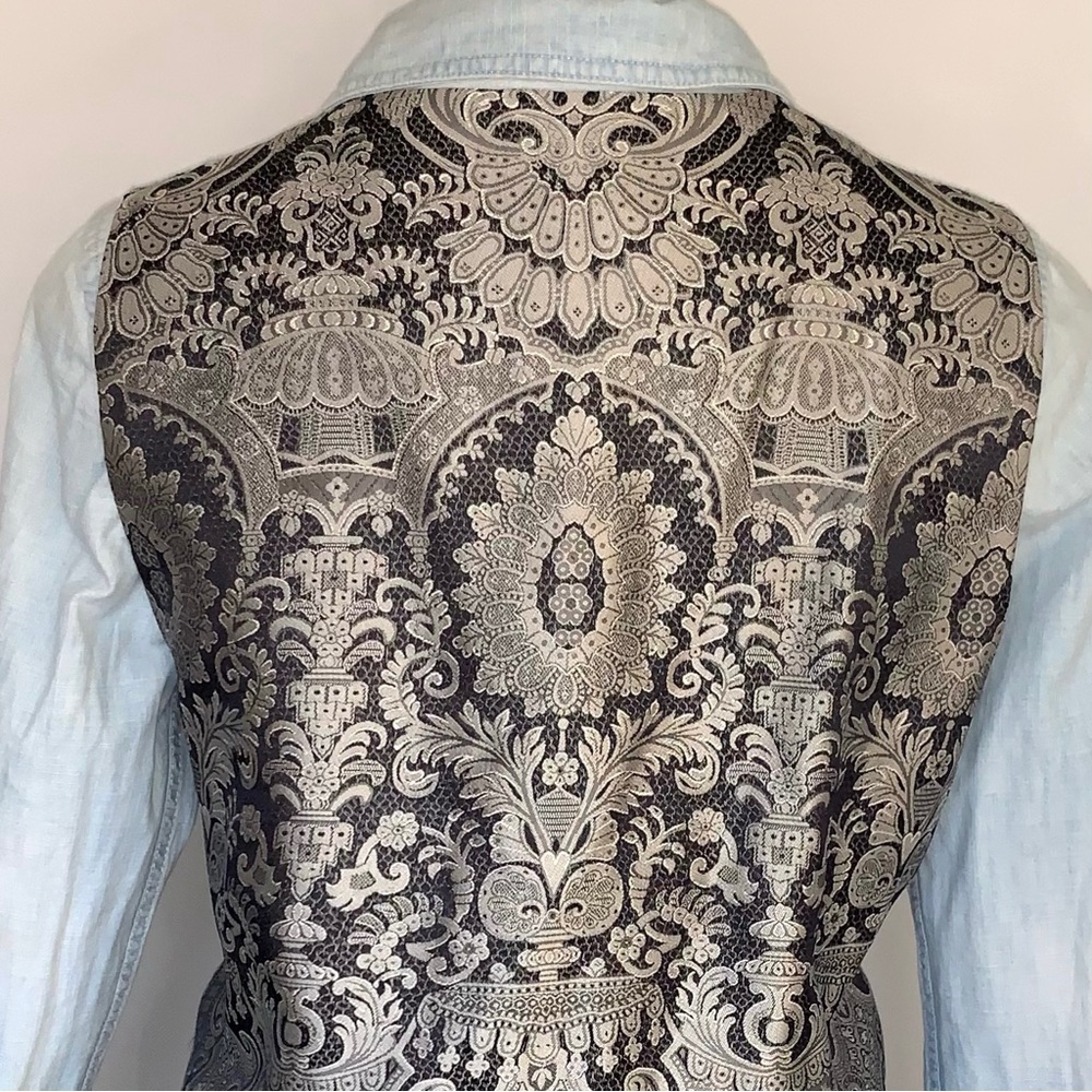 Gorgeous Emanuel Ungaro Silk Vest Jacquard Buttoned Ornate - Picture 3 of 14